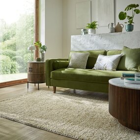 Minerals Uni vloerkleed - Laagpolig - Wol - Bolletjes Modern - Groen