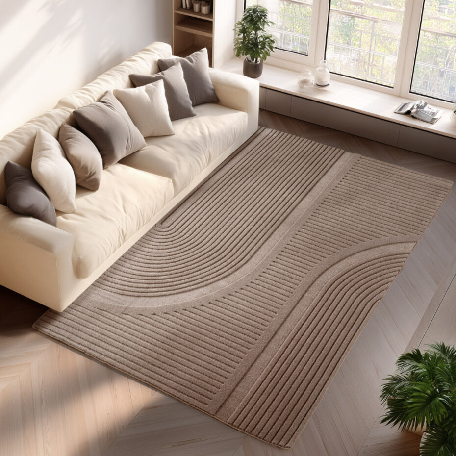 Modern vloerkleed - Sensi Curve Beige Modern vloerkleed - Sensi Curve Beige