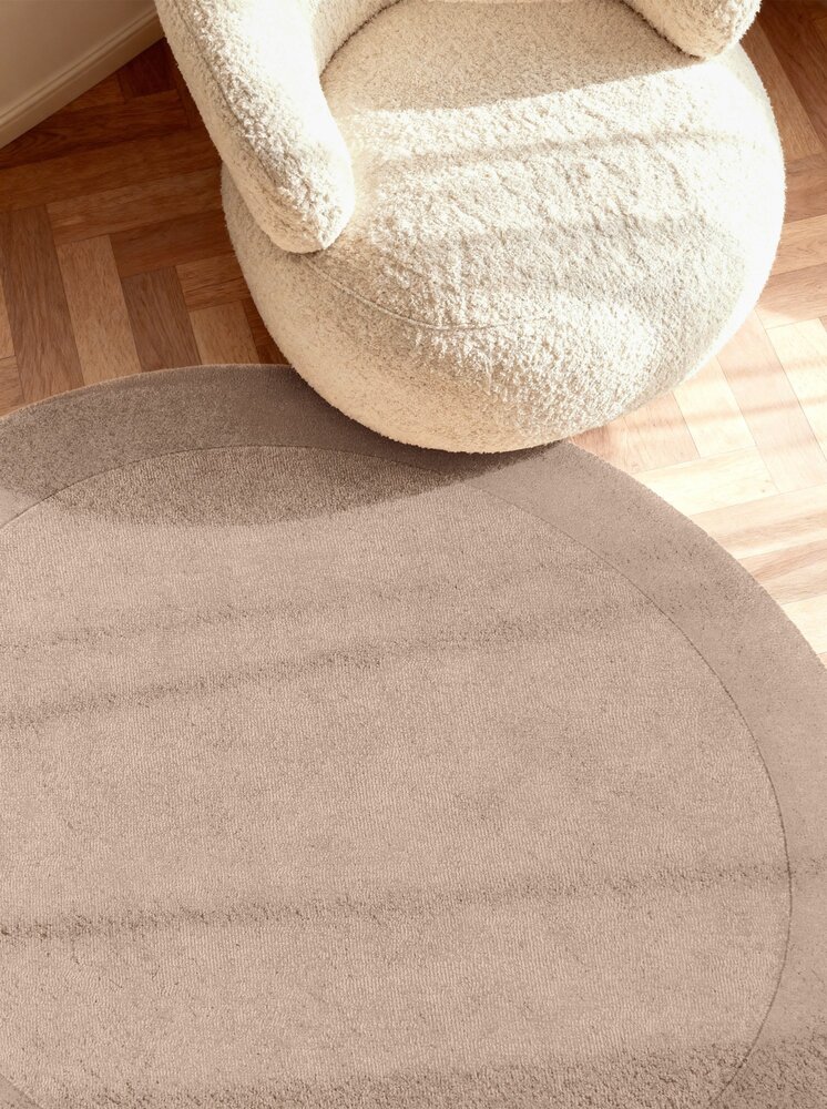 Rond wollen vloerkleed - Kivi Beige Rond wollen vloerkleed - Kivi Beige