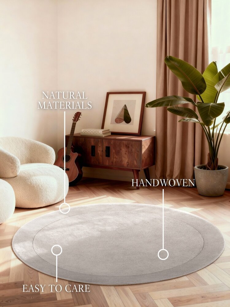 Rond wollen vloerkleed - Kari Grijs Rond wollen vloerkleed - Kari Grijs