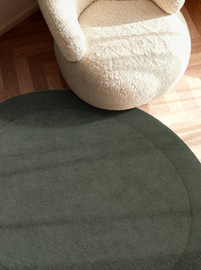 Rond wollen vloerkleed - Kivi Groen Rond wollen vloerkleed - Kivi Groen