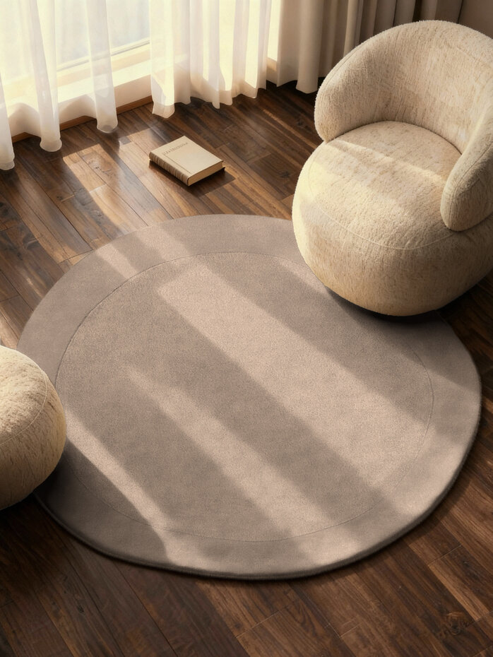 Organisch rond wollen vloerkleed - Kari Beige