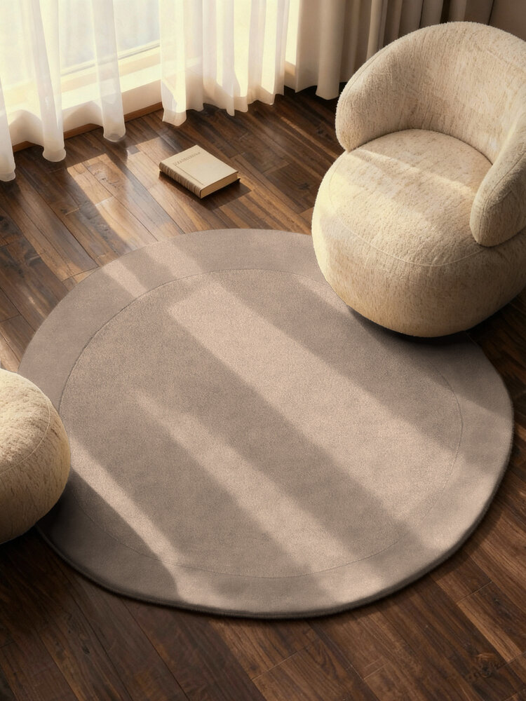 Organisch rond wollen vloerkleed - Kivi Beige Organisch rond wollen vloerkleed - Kivi Beige
