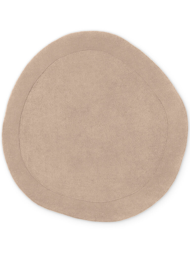 Organisch rond wollen vloerkleed - Kivi Beige Organisch rond wollen vloerkleed - Kivi Beige