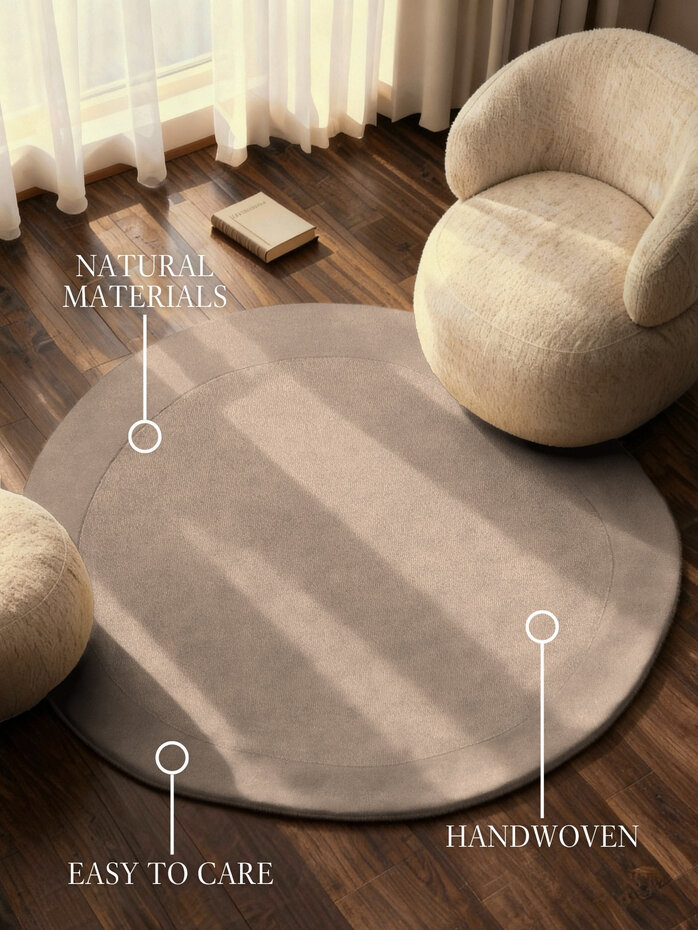 Organisch rond wollen vloerkleed - Kari Beige