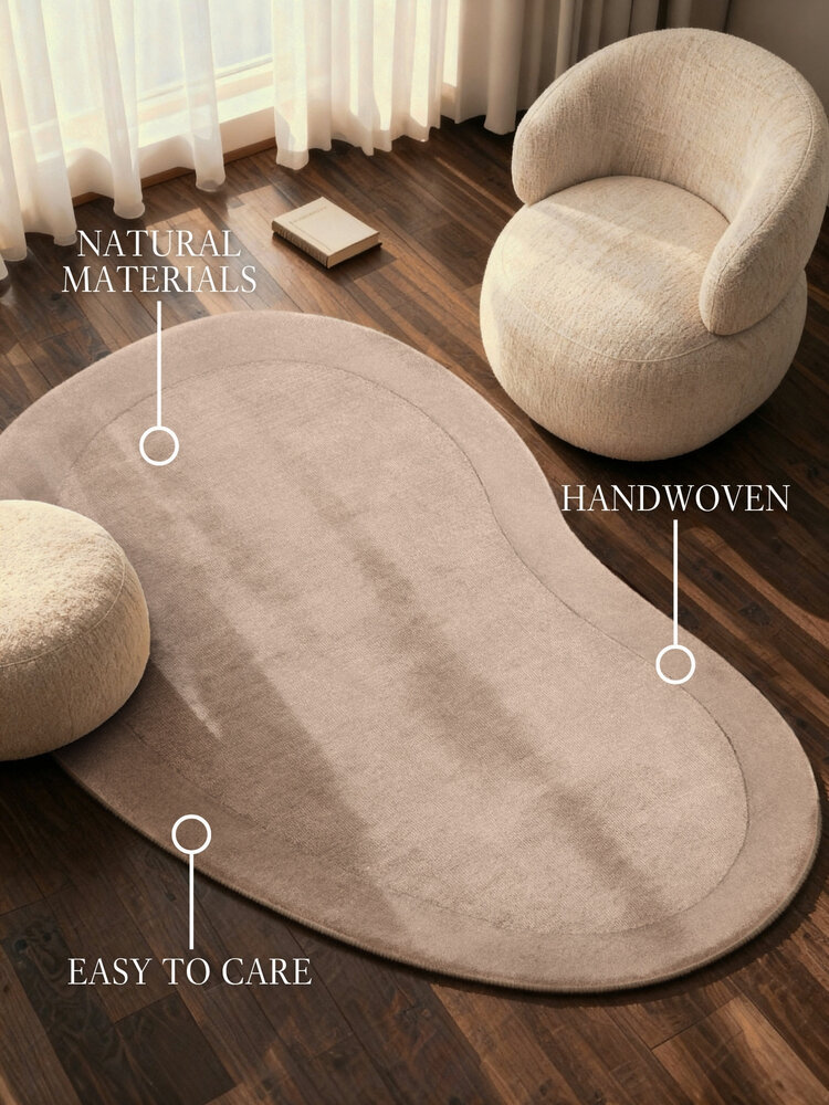 Organisch wollen vloerkleed - Kivi Beige Organisch wollen vloerkleed - Kivi Beige