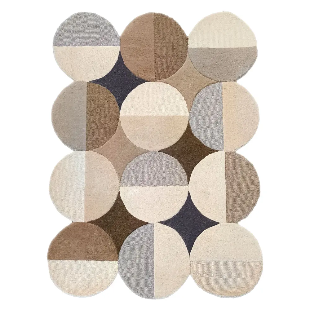 Organisch abstract vloerkleed - Mia Ellipse Beige/Grijs