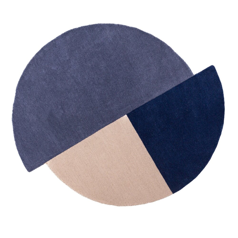 Rond abstract vloerkleed - Mia Segment Blauw Rond abstract vloerkleed - Mia Segment Blauw