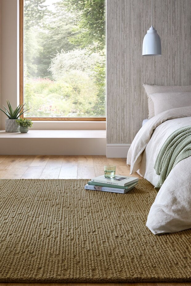 Wollen vloerkleed - Harris Boucle Groen Wollen vloerkleed - Harris Boucle Groen