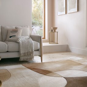 Wollen abstract vloerkleed - Rado Glow Bruin/Beige Wollen abstract vloerkleed - Rado Glow Bruin/Beige