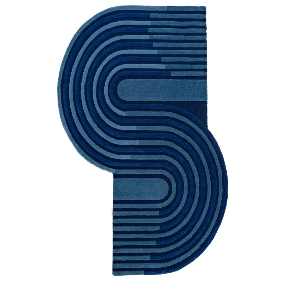 Organisch vloerkleed - Conway Retro Shaped Blauw Organisch vloerkleed - Conway Retro Shaped Blauw