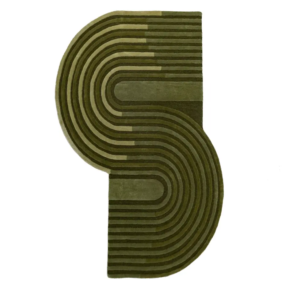 Organisch vloerkleed - Conway Retro Shaped Olijfgroen