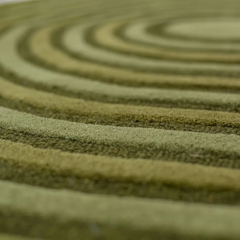 Organisch vloerkleed - Conway Retro Shaped Olijfgroen