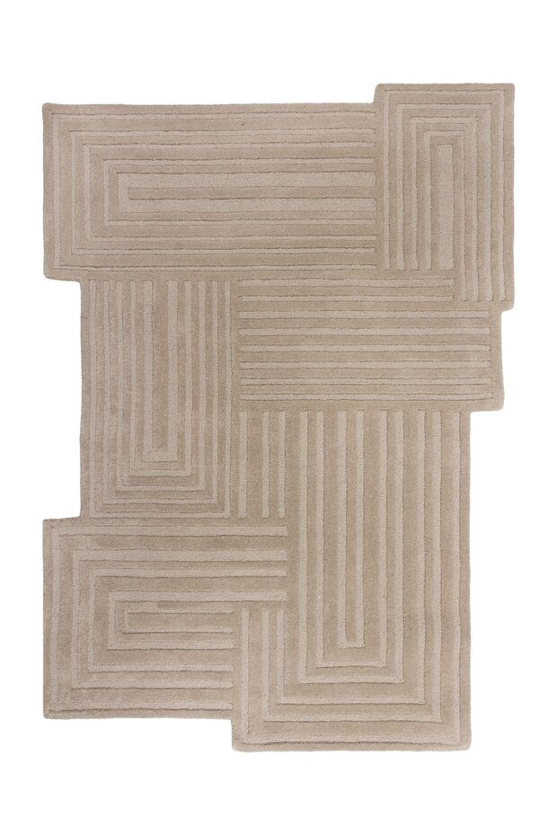 Wollen geometrisch vloerkleed - Zec Rectangles Beige/Naturel