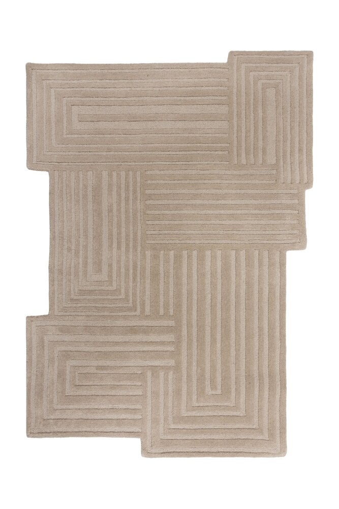Wollen geometrisch vloerkleed - Zec Rectangles Beige/Naturel