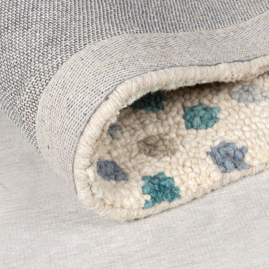 Wollen vloerkleed - Eloise Patchwork Blauw Wollen vloerkleed - Eloise Patchwork Blauw