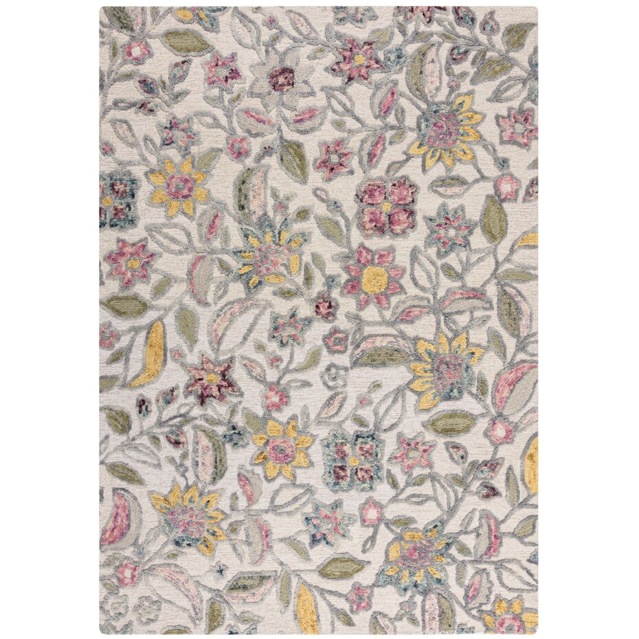 Wollen bloemen vloerkleed - Tania Floral Creme/Kleurrijk Wollen bloemen vloerkleed - Tania Floral Creme/Kleurrijk