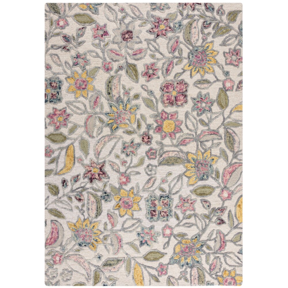 Wollen bloemen vloerkleed - Tania Floral Creme/Kleurrijk Wollen bloemen vloerkleed - Tania Floral Creme/Kleurrijk