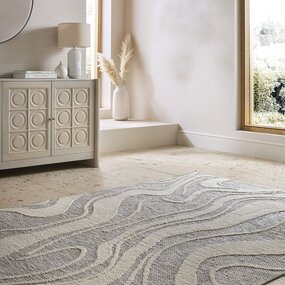 Abstract wasbaar vloerkleed - Calder Grijs