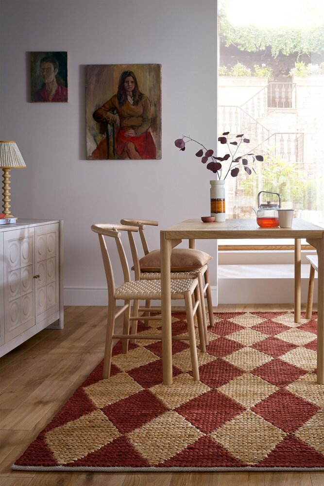 Jute vloerkleed - Effie Diamond Terracotta Jute vloerkleed - Effie Diamond Terracotta