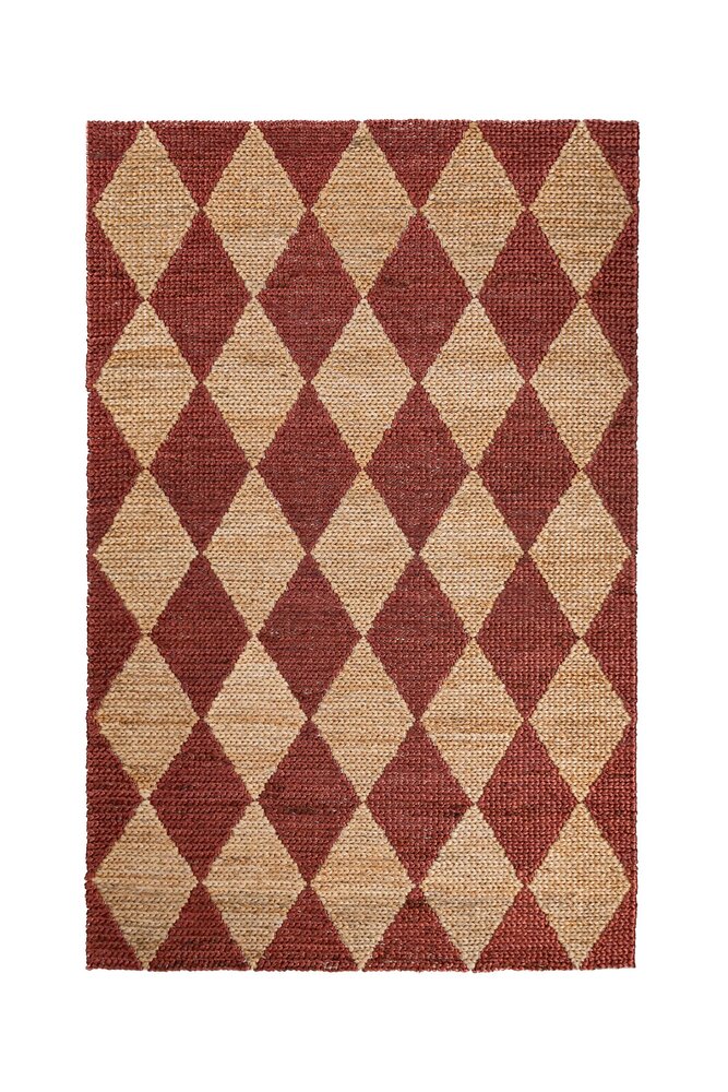 Jute vloerkleed - Effie Diamond Terracotta Jute vloerkleed - Effie Diamond Terracotta