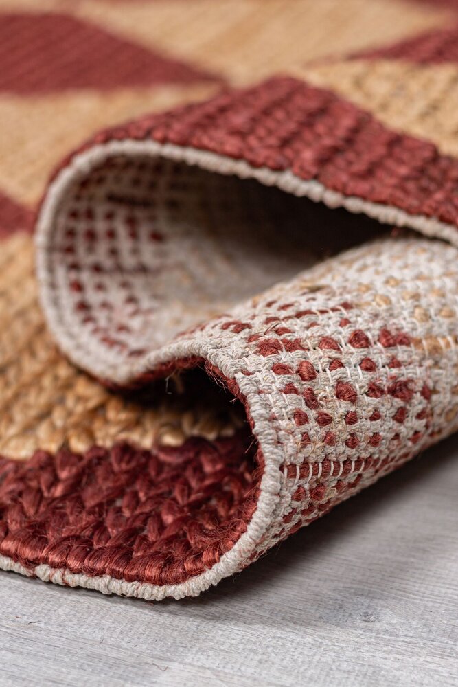 Jute vloerkleed - Effie Diamond Terracotta Jute vloerkleed - Effie Diamond Terracotta