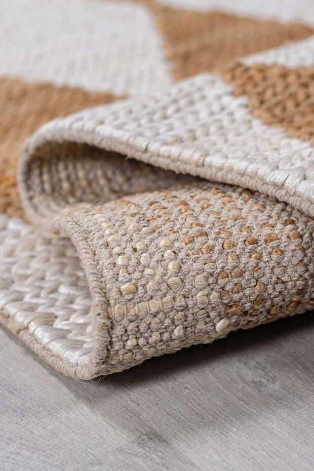 Jute vloerkleed - Effie Diamond Beige