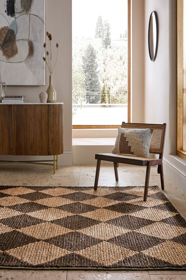 Jute vloerkleed - Effie Diamond Bruin
