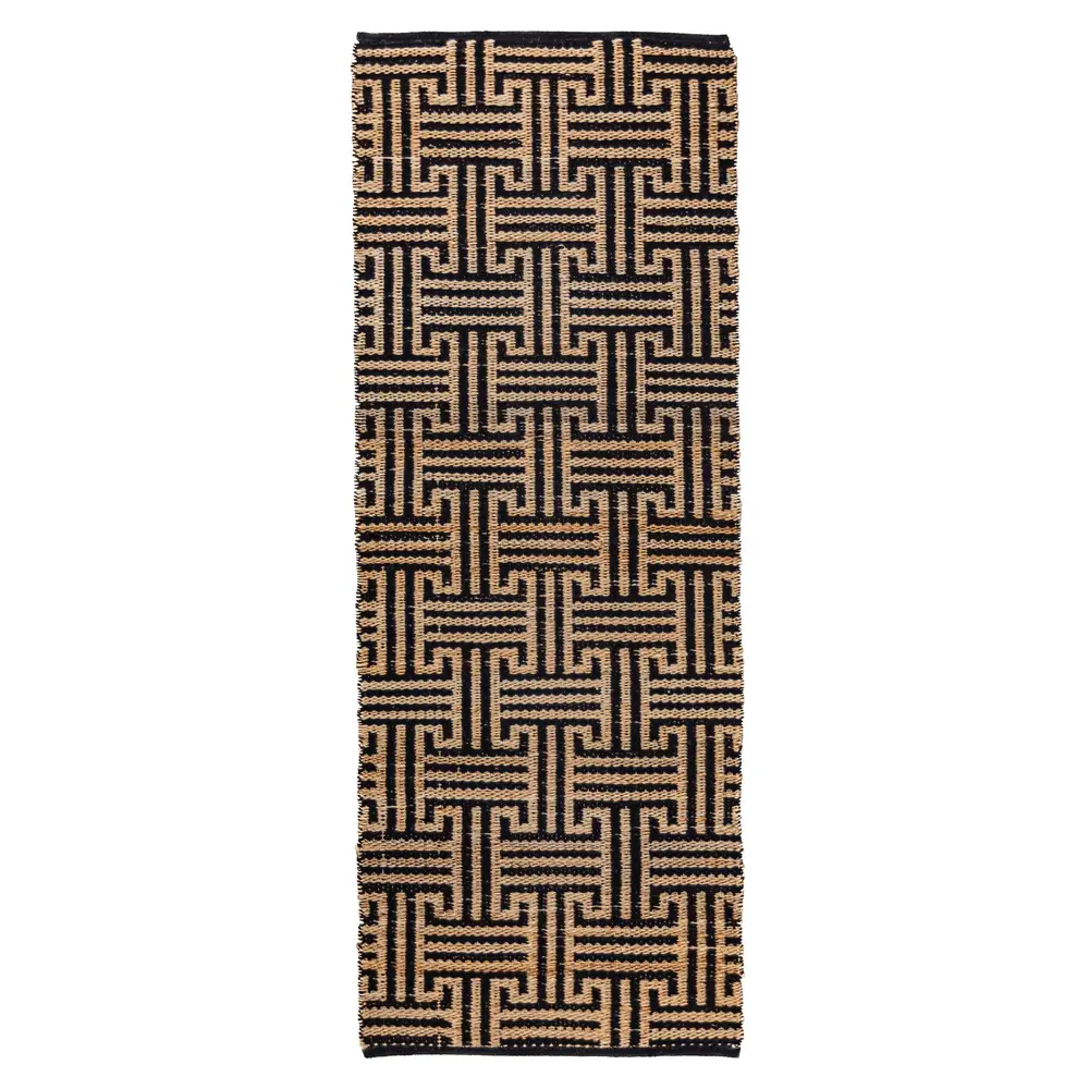 Jute loper - Meander Naturel/Zwart