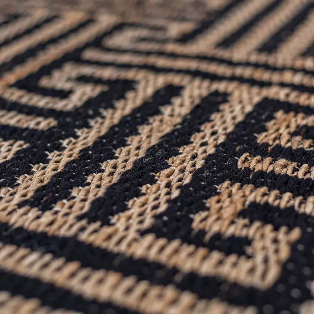 Jute loper - Meander Naturel/Zwart