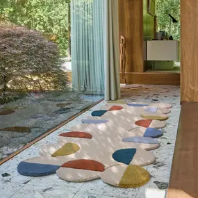 Organisch wollen loper - Mia Scallop Frame Naturel/Kleurrijk