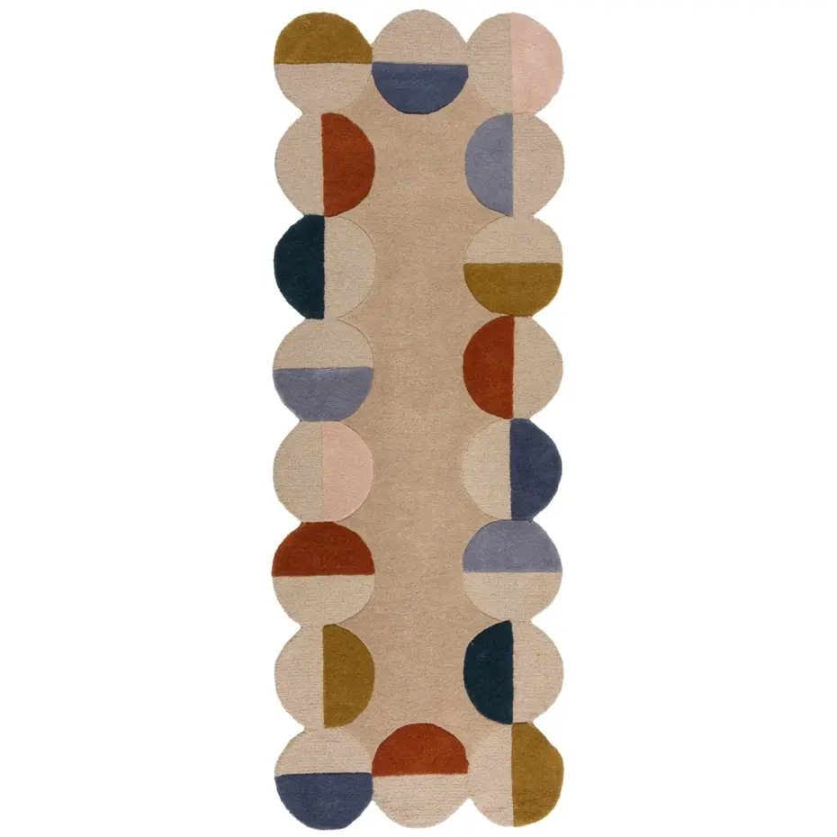 Organisch wollen loper - Mia Scallop Frame Naturel/Kleurrijk Organisch wollen loper - Mia Scallop Frame Naturel/Kleurrijk