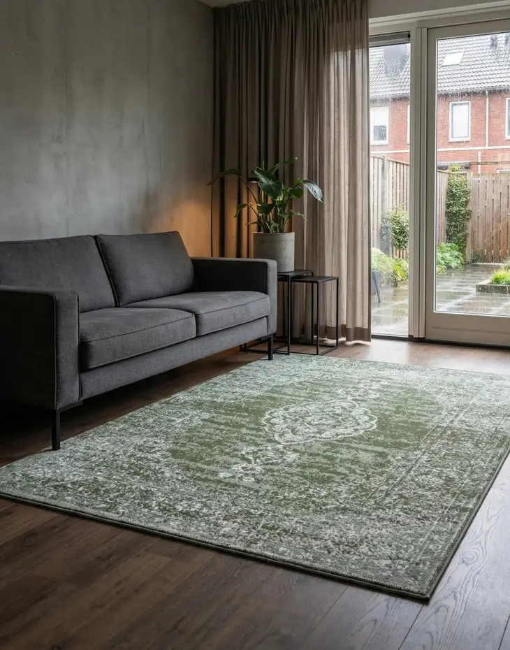 Vintage Laagpolig vloerkleed - Gloria - Groen