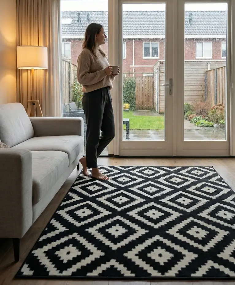 Geometrisch vloerkleed - Diamond Zwart/Wit Geometrisch vloerkleed - Diamond Zwart/Wit