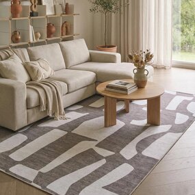 Abstract vloerkleed - Burano Bruin