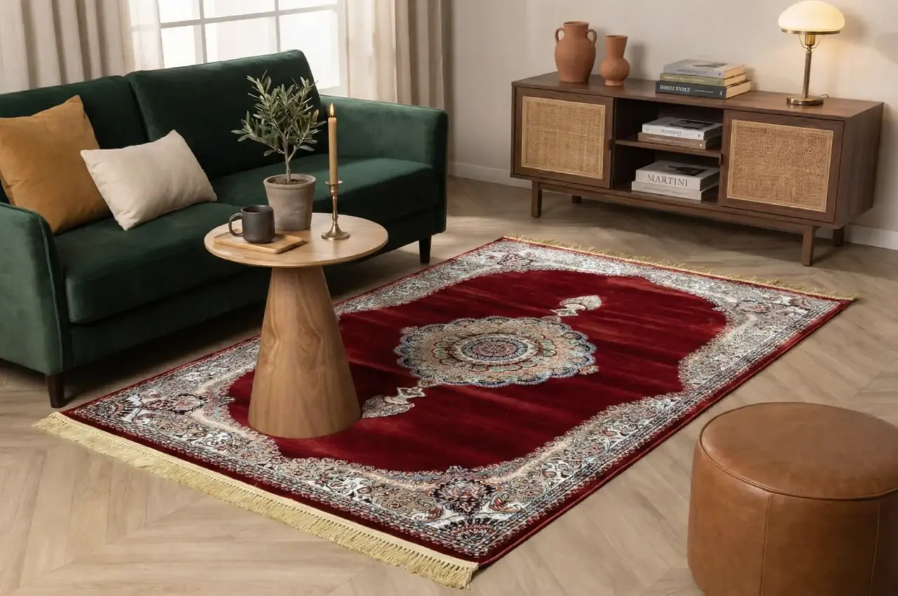 Oosters tapijt - Isfahan Medaillon Rood