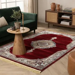 Oosters tapijt - Isfahan Medaillon Rood