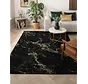 Laagpolig marmer vloerkleed - Marble Zwart/Goud