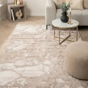 Laagpolig marmer vloerkleed - Marble Beige