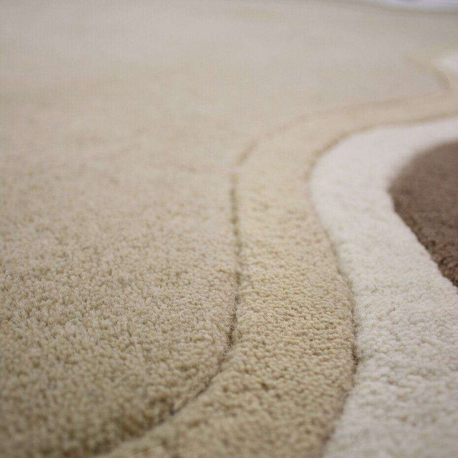 Wollen vloerkleed - Leo Scallop Border Beige/Taupe Wollen vloerkleed - Leo Scallop Border Beige/Taupe