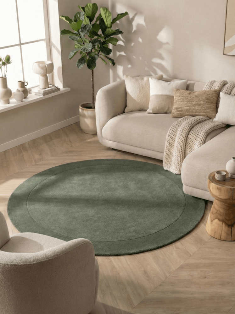 Rond wollen vloerkleed - Kari Groen