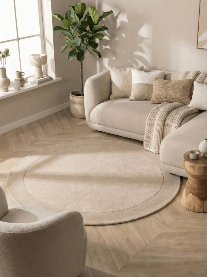 Rond wollen vloerkleed - Kari Beige
