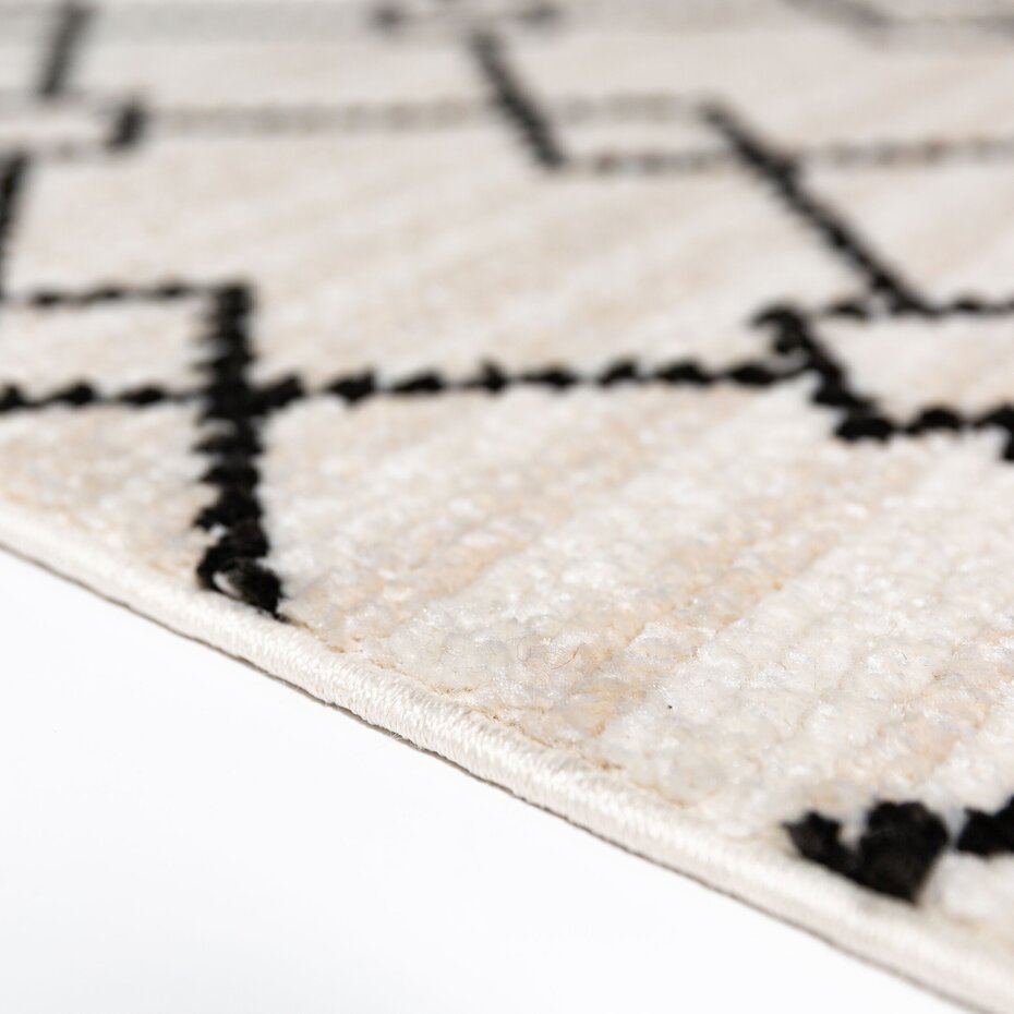 Geometrisch vloerkleed - Allia Diamond Creme/Zwart