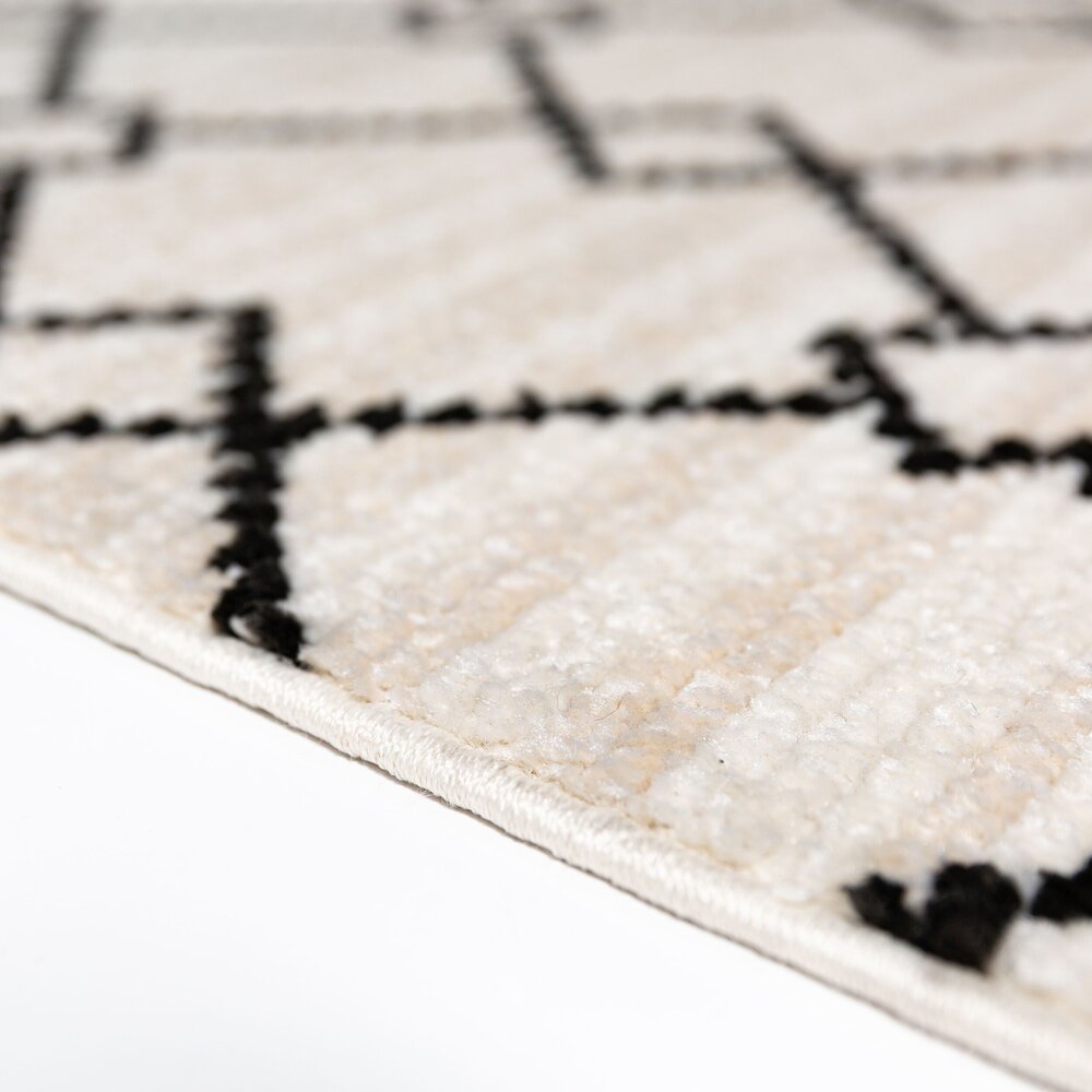 Geometrisch vloerkleed - Allia Diamond Creme/Zwart