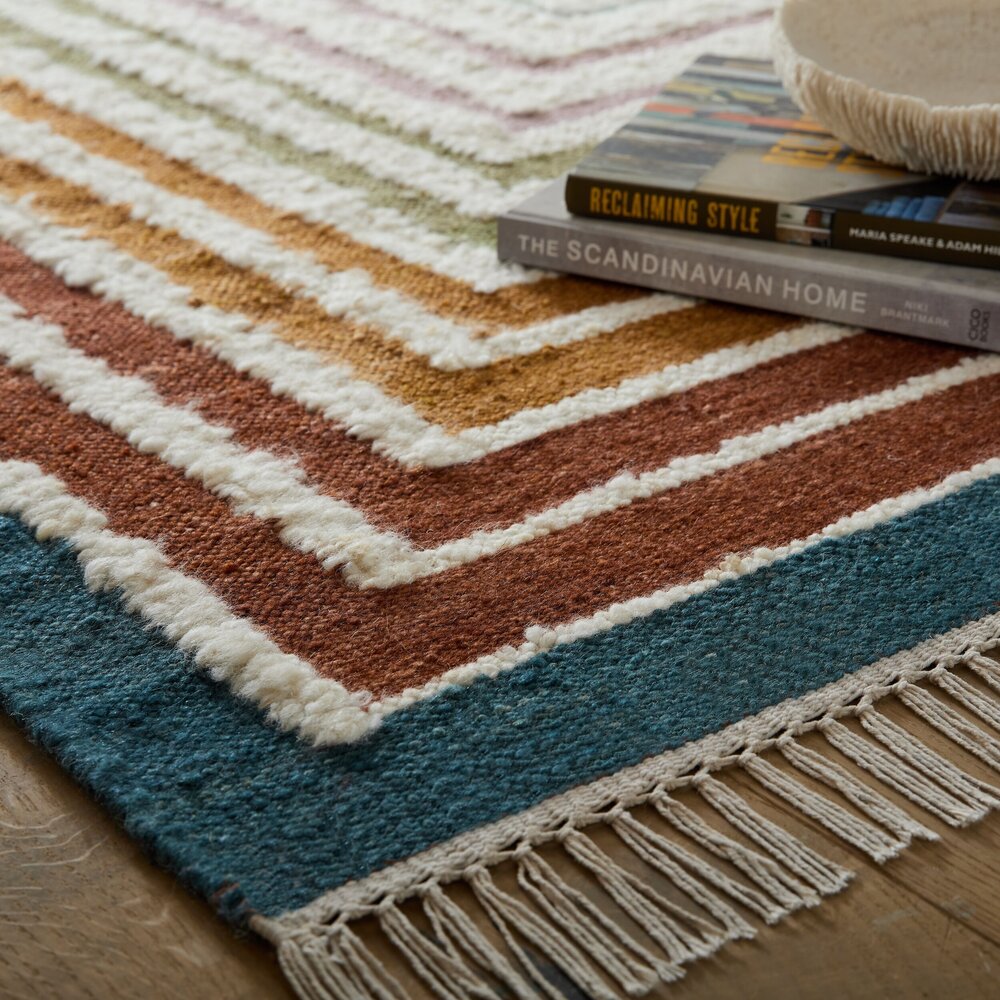 Wollen vloerkleed - Boucle Frame Multicolor Wollen vloerkleed - Boucle Frame Multicolor