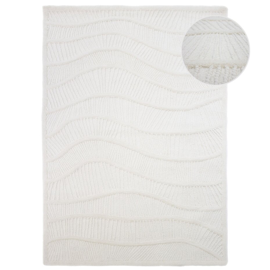 Wollen vloerkleed - Sculptured Wave Wit Wollen vloerkleed - Sculptured Wave Wit