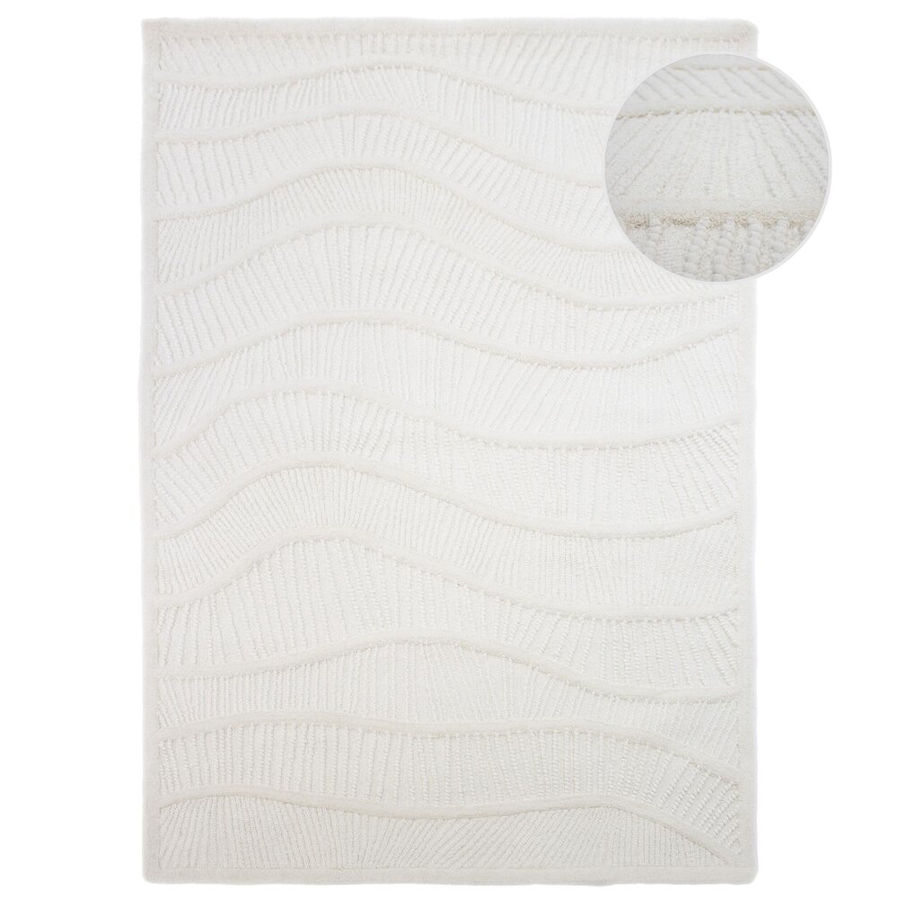 Wollen vloerkleed - Sculptured Wave Wit Wollen vloerkleed - Sculptured Wave Wit