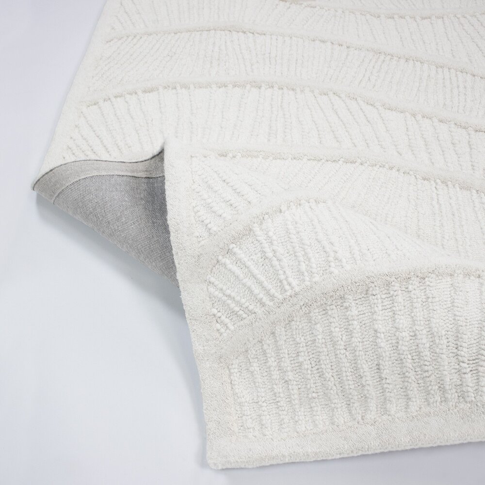 Wollen vloerkleed - Sculptured Wave Wit Wollen vloerkleed - Sculptured Wave Wit