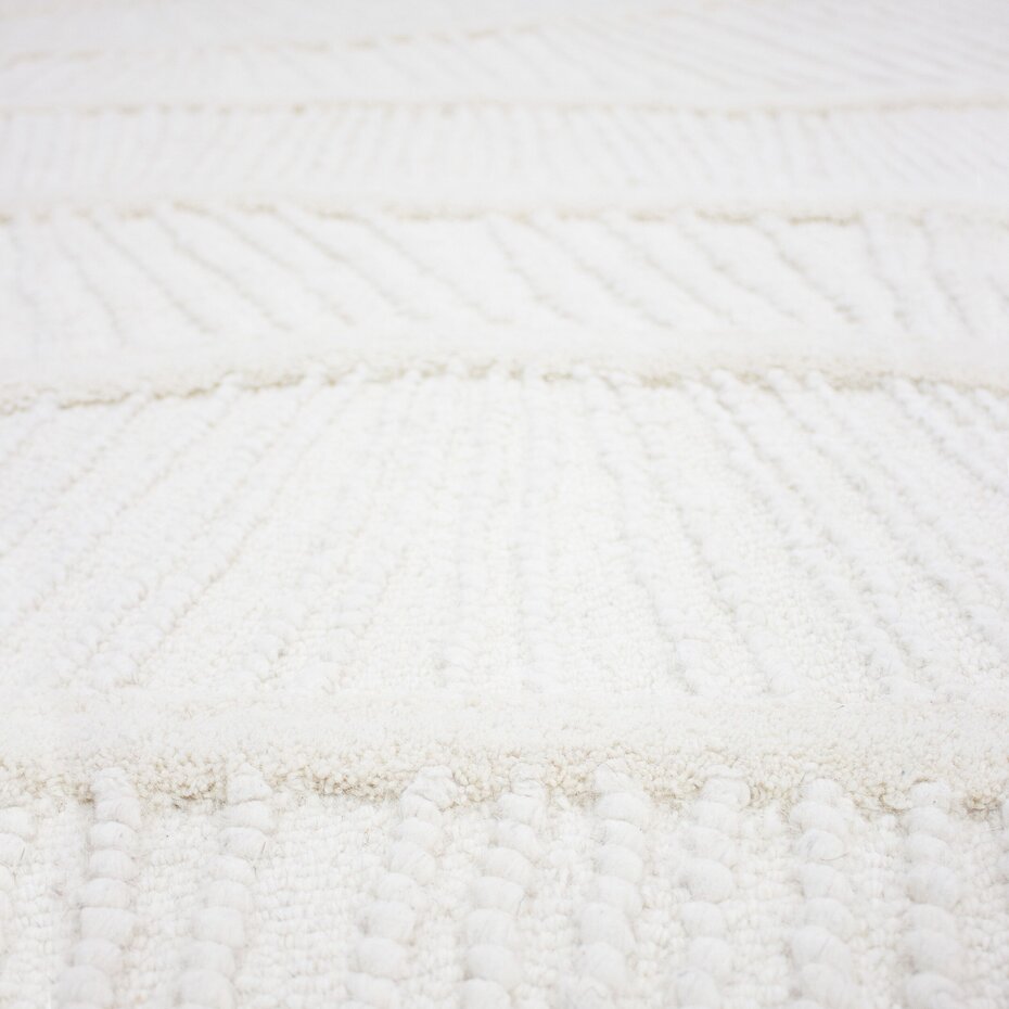 Wollen vloerkleed - Sculptured Wave Wit Wollen vloerkleed - Sculptured Wave Wit