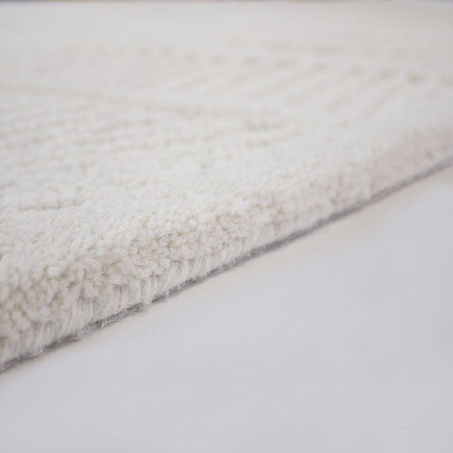 Wollen vloerkleed - Sculptured Wave Wit Wollen vloerkleed - Sculptured Wave Wit